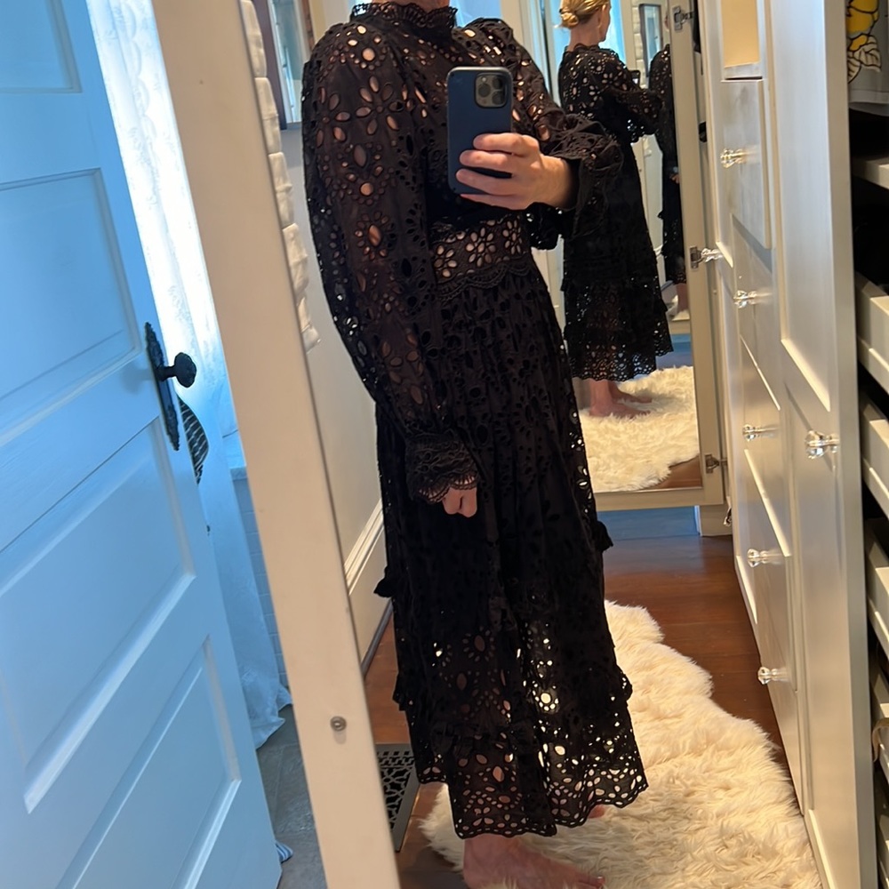 ASOS Black eyelet midi dress size 6